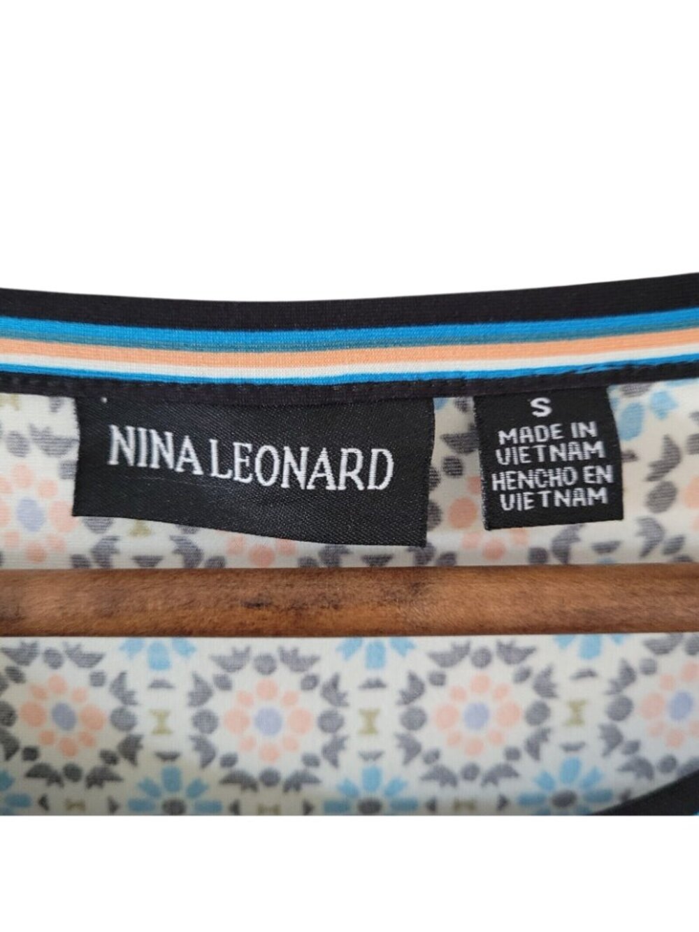 Nina Leonard Geometric Print Dress Womens Size S Multicolor Stretch Pockets - Picture 8 of 8